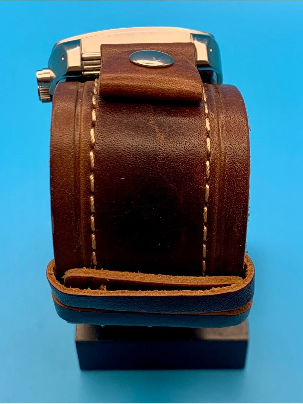 FOSSIL BIG TIC AM-3741 Men’s Vintage Quartz Wristwatch Bund Band Works New Batt